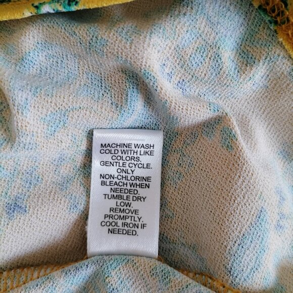 Cato Womens Yellow Keyhole Round Neck Floral Hi Low Hem Blouse Top Size XL - Picture 7 of 7